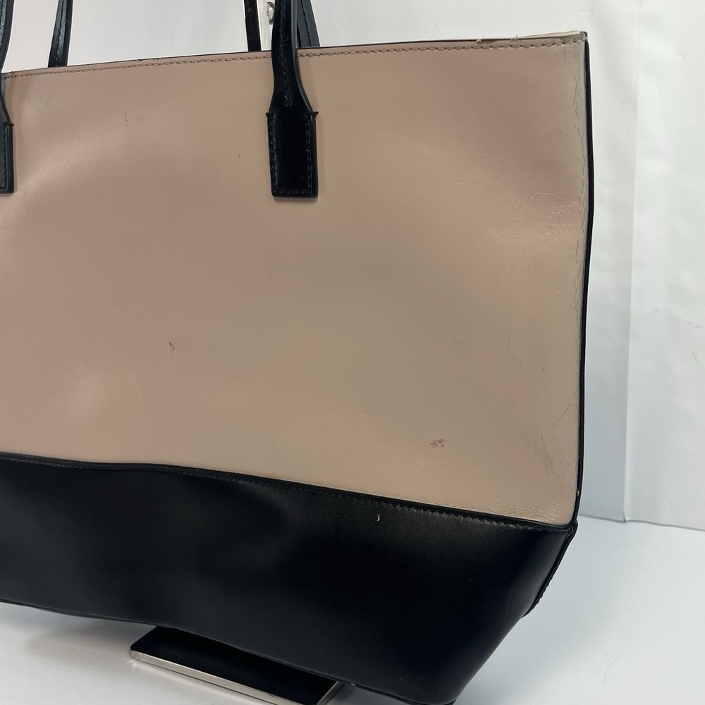 Kate Spade Black Pale Pink Leather Tote Wright Place Karla Tassel Logo Purse Bag - Picture 6 of 10